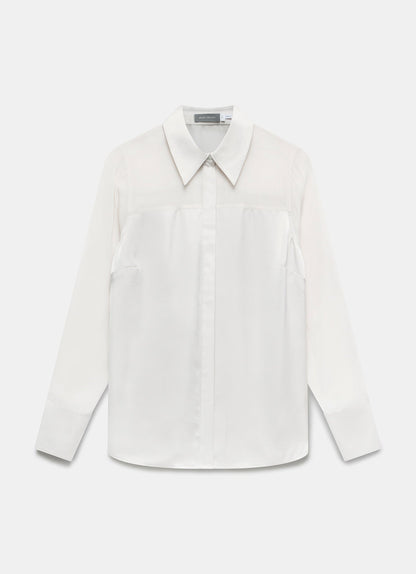 Neutral Satin Long Sleeve Shirt