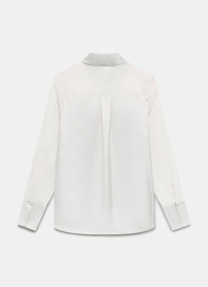 Neutral Satin Long Sleeve Shirt