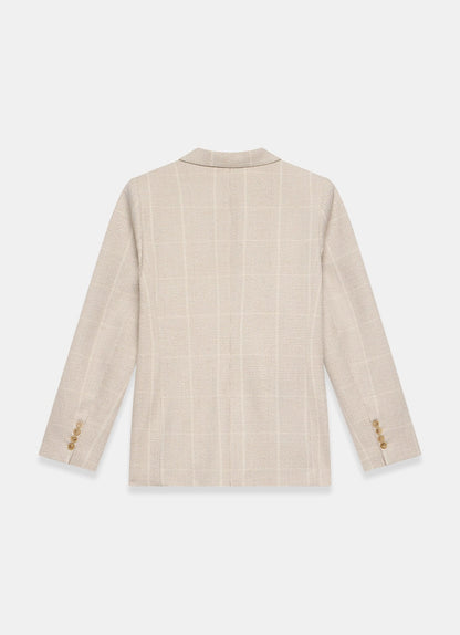 Neutral Checked Double Breasted Blazer