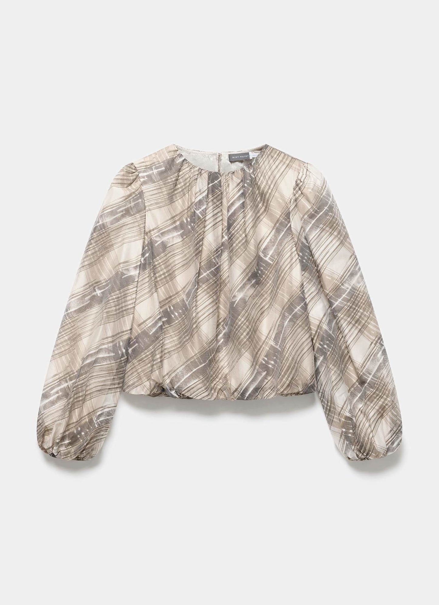 Brown Check Print Blouse