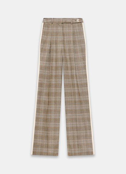 Neutral Checked Wide Trousers