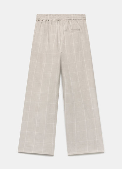 Neutral Checked Tailored Wide Trousers