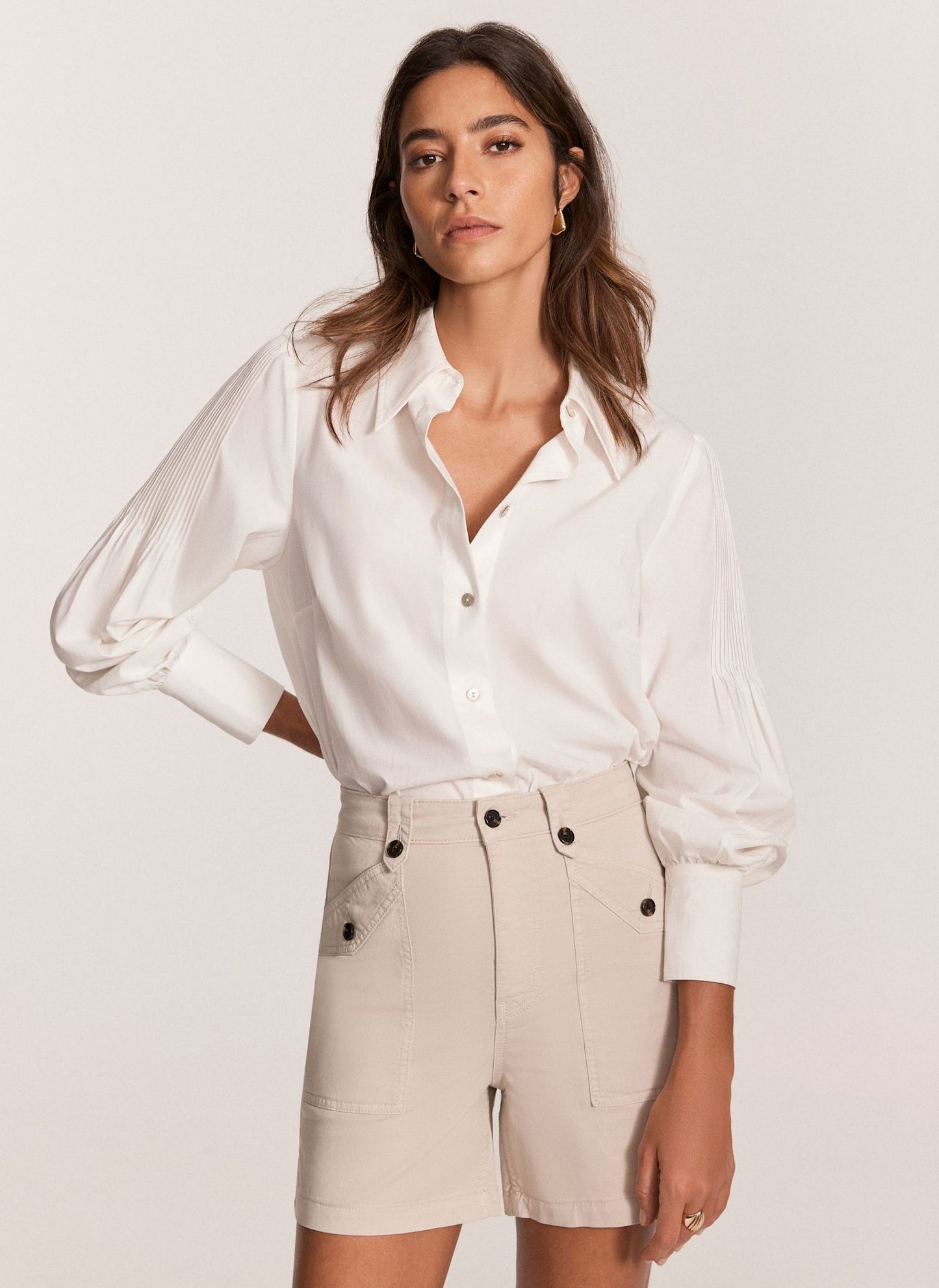 Neutral Cotton Chino Shorts