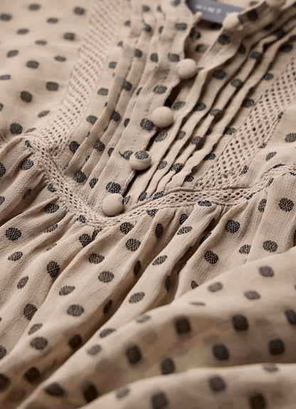 Neutral Jacquard Polka Dot Blouse