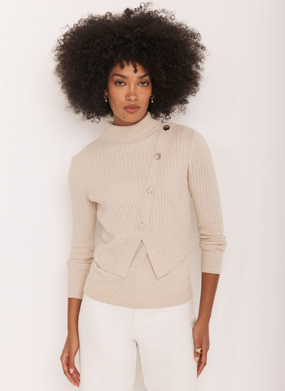 Neutral Double Layer Ribbed Jumper