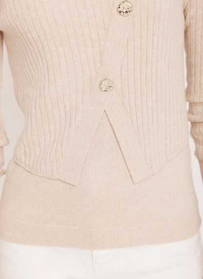 Neutral Double Layer Ribbed Jumper