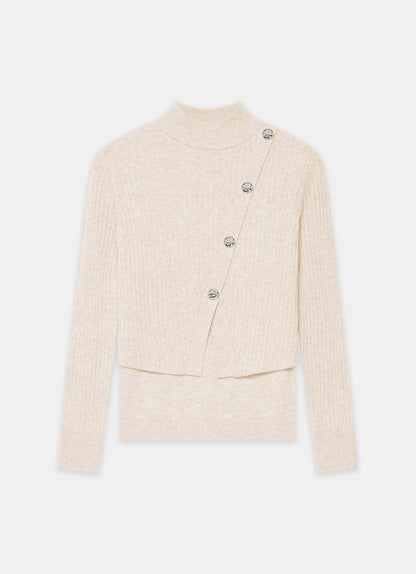 Neutral Double Layer Ribbed Jumper