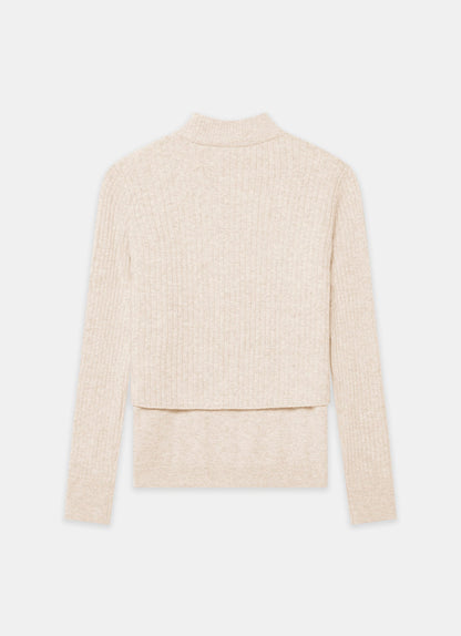 Neutral Double Layer Ribbed Jumper