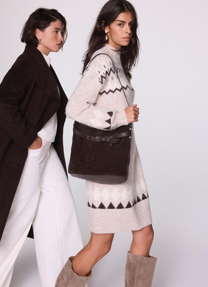 Neutral Fairisle Knit Mini Dress