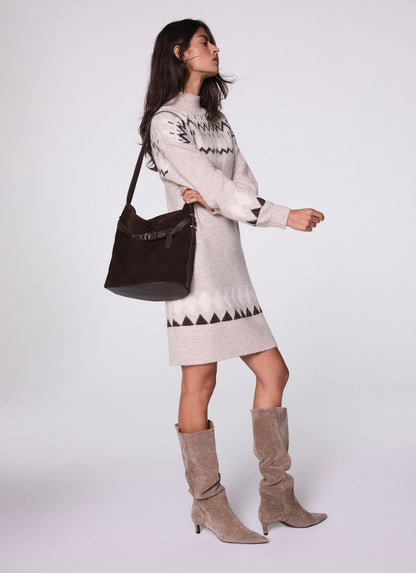 Neutral Fairisle Knit Mini Dress