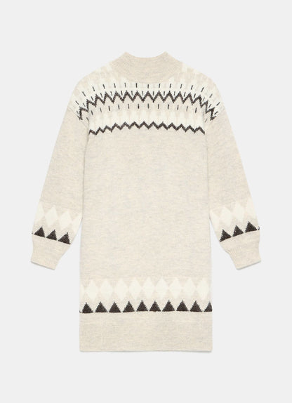 Neutral Fairisle Knit Mini Dress
