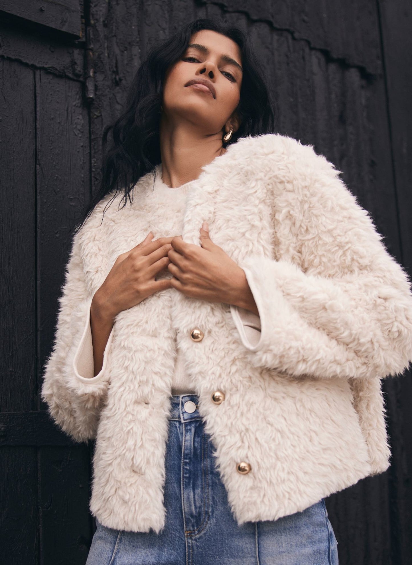 Neutral Faux Fur Jacket