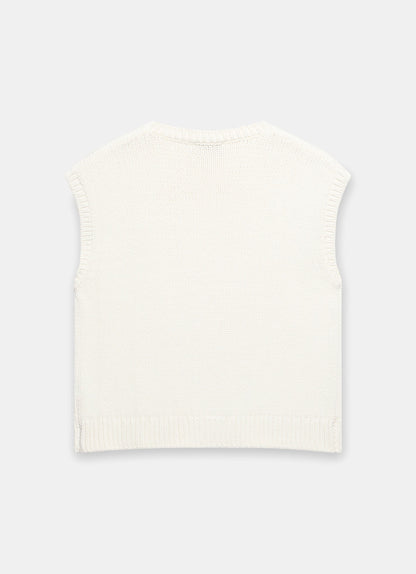 Neutral Floral Embellished Knit Top