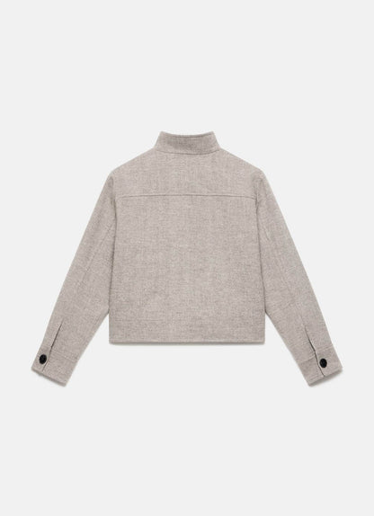 Neutral Wool Blend Herringbone Jacket