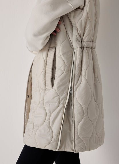 Neutral Quilted Longline Gilet