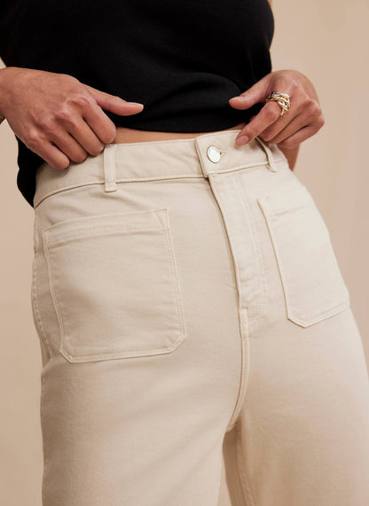 Neutral Wash Relaxed Bootcut Patch Pocket Jeans