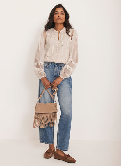Neutral Sheer Trim Detail Top