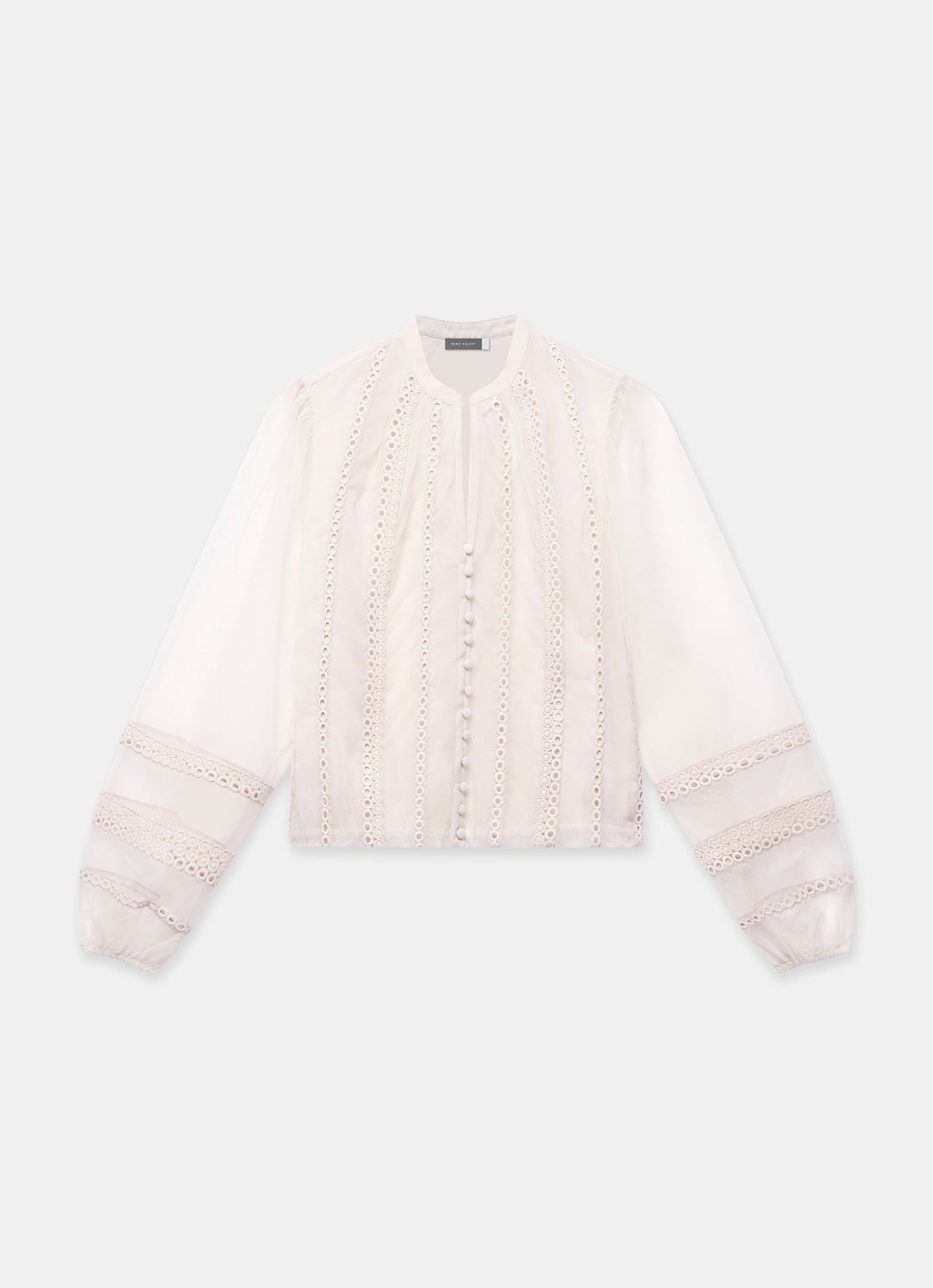 Neutral Sheer Trim Detail Top