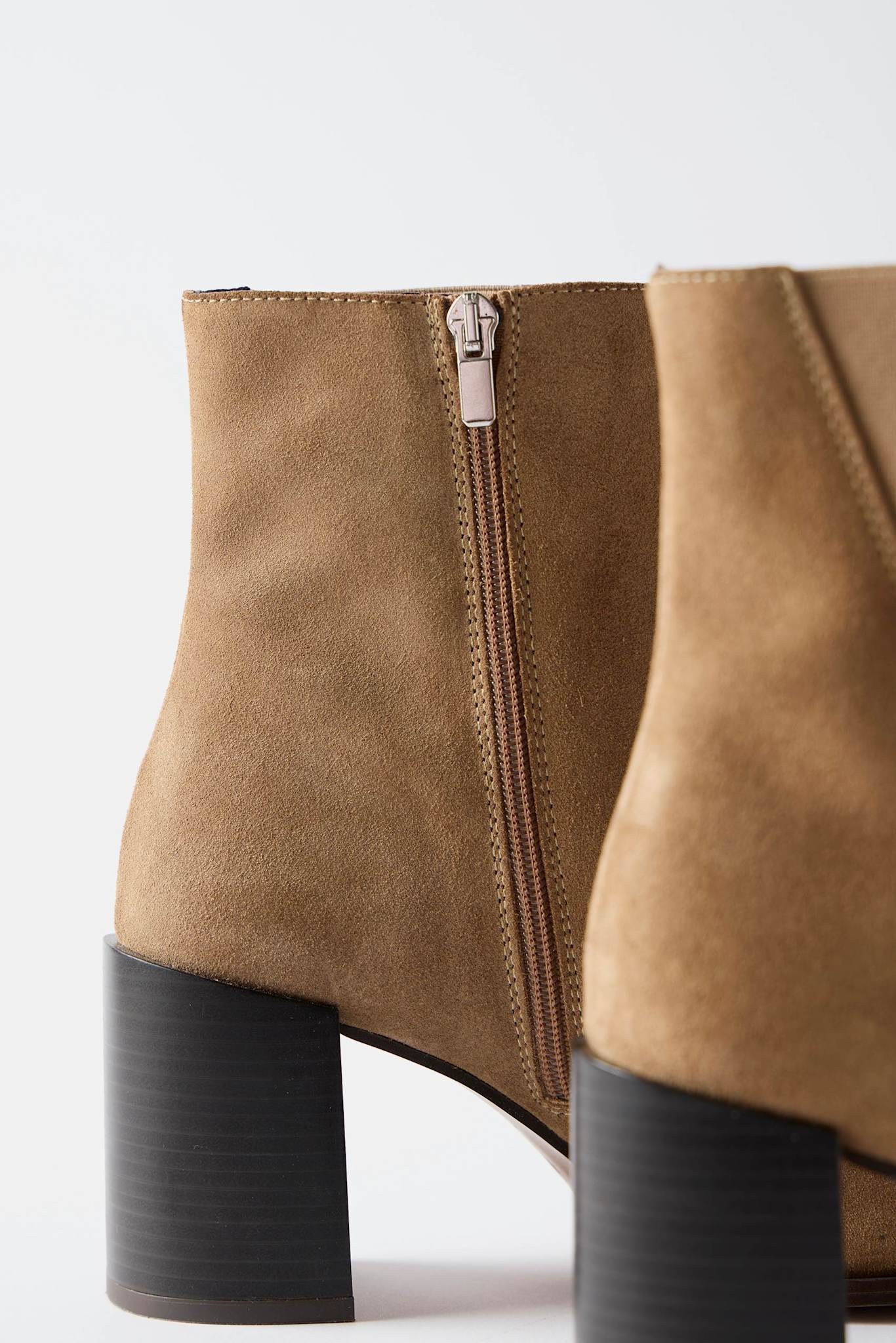 Noa Neutral Suede Block Heel Boots