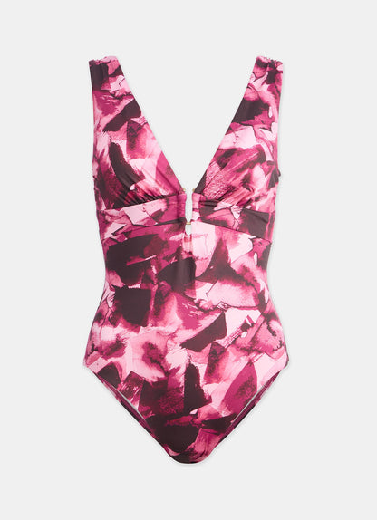 Pink Graphic Print Swimsuit