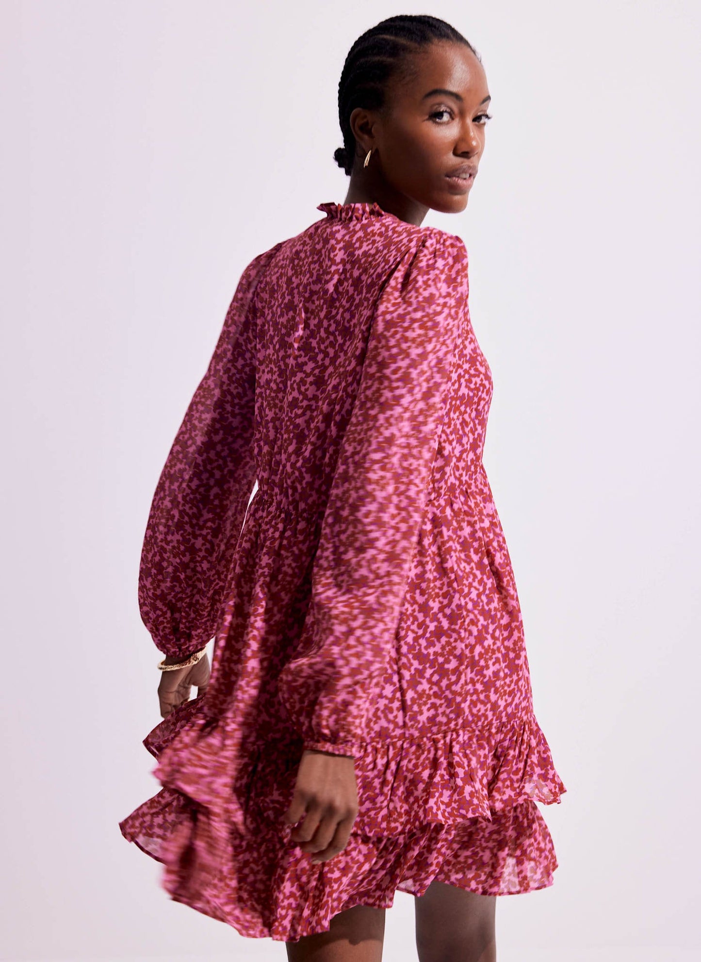 Pink Floral Print Mini Dress