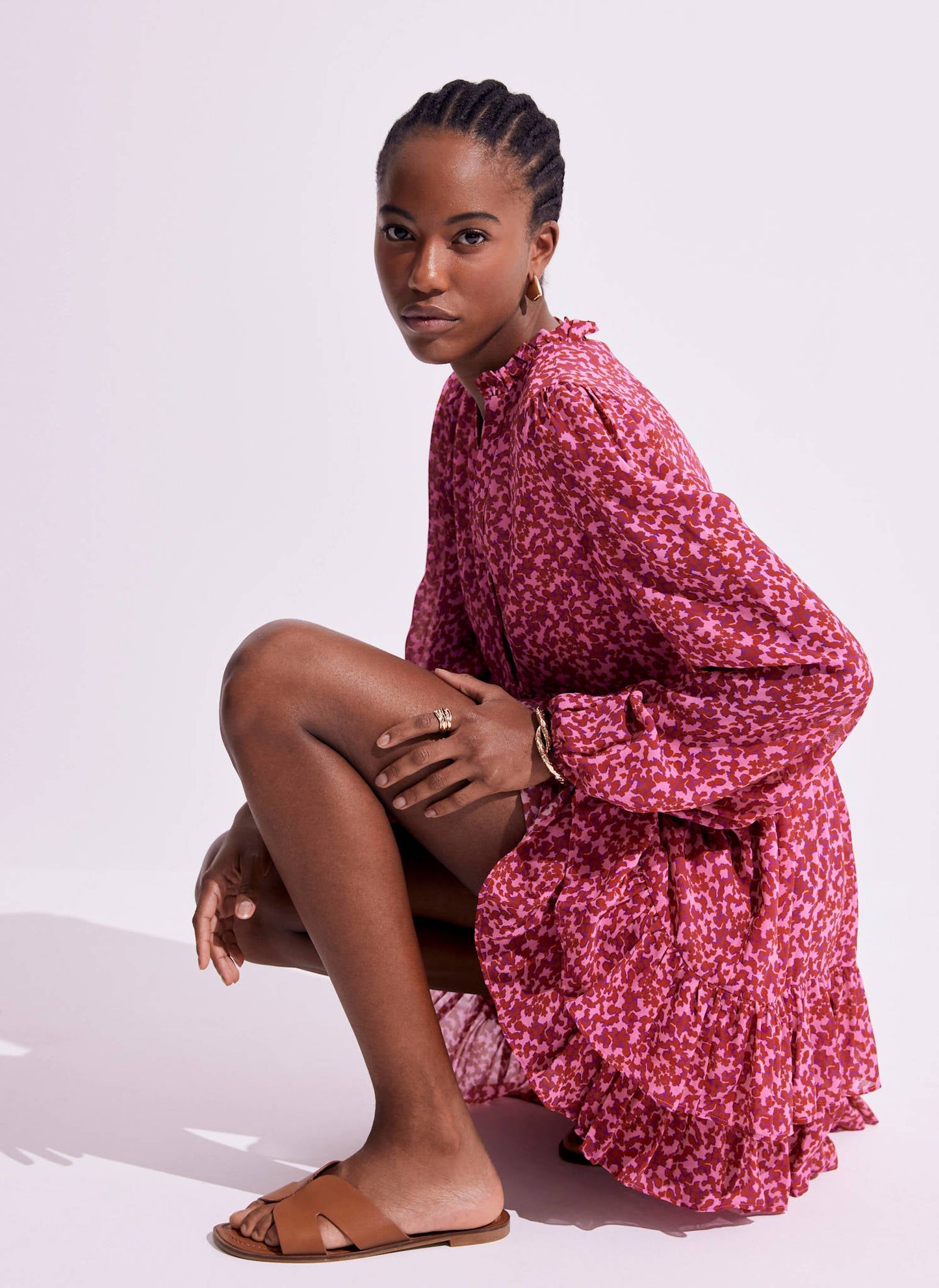 Pink Floral Print Mini Dress