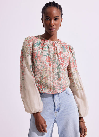 Pink Floral Print Top