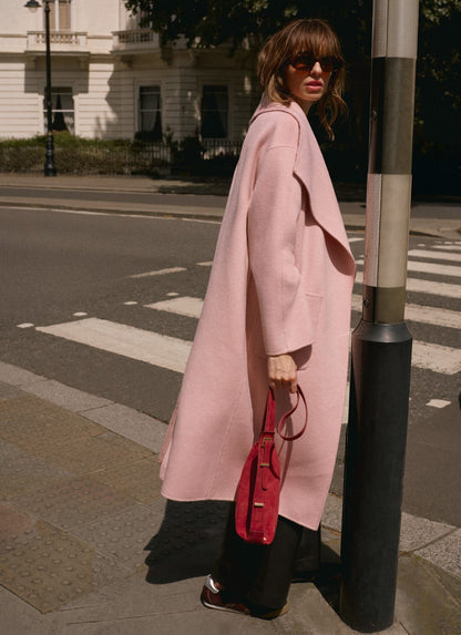Pink Wool Blend Hand Finished Coat