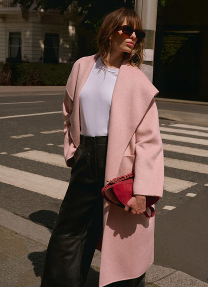 Pink Wool Blend Hand Finished Coat