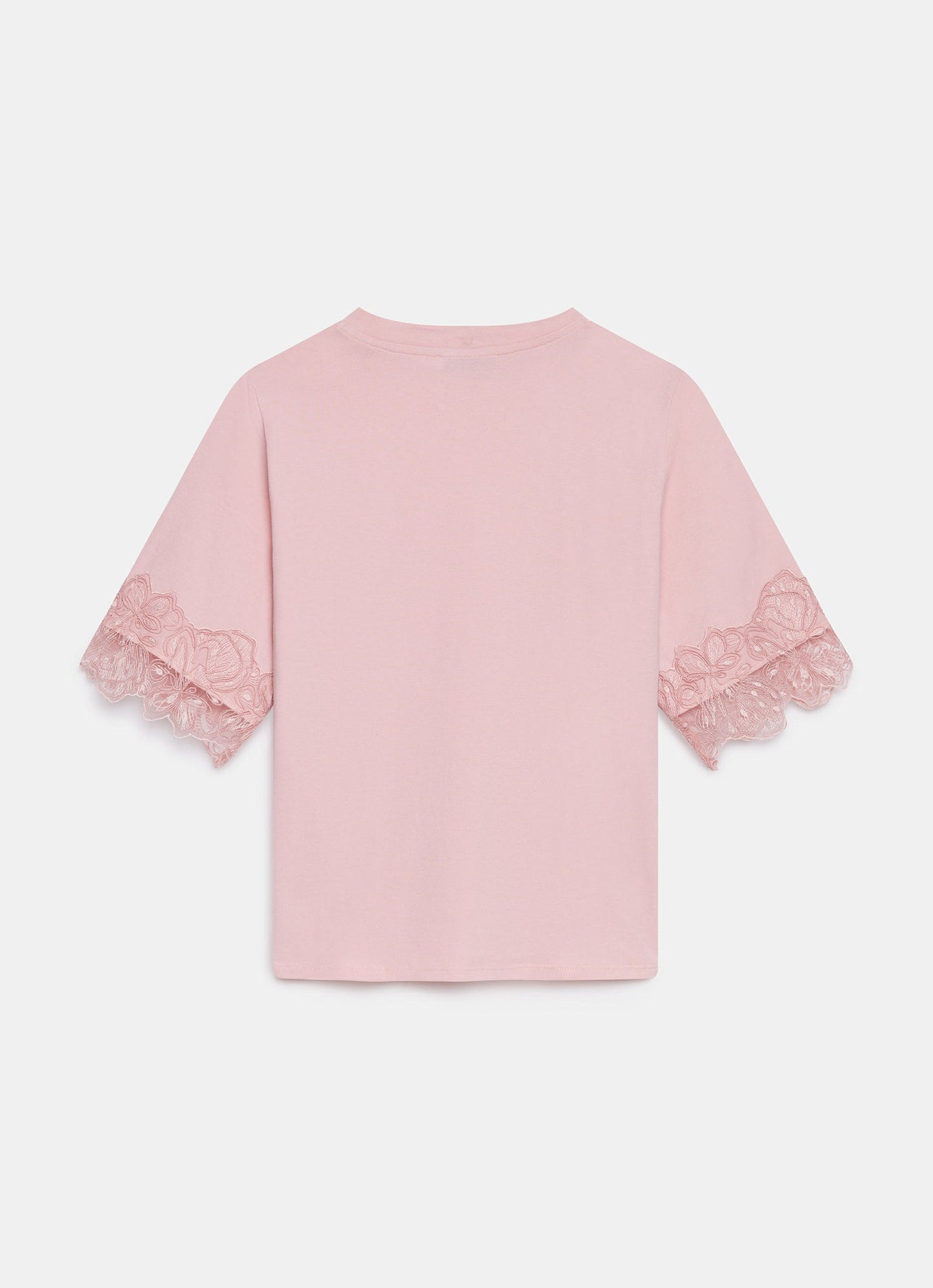 Pink Cotton Lace Trim T-Shirt
