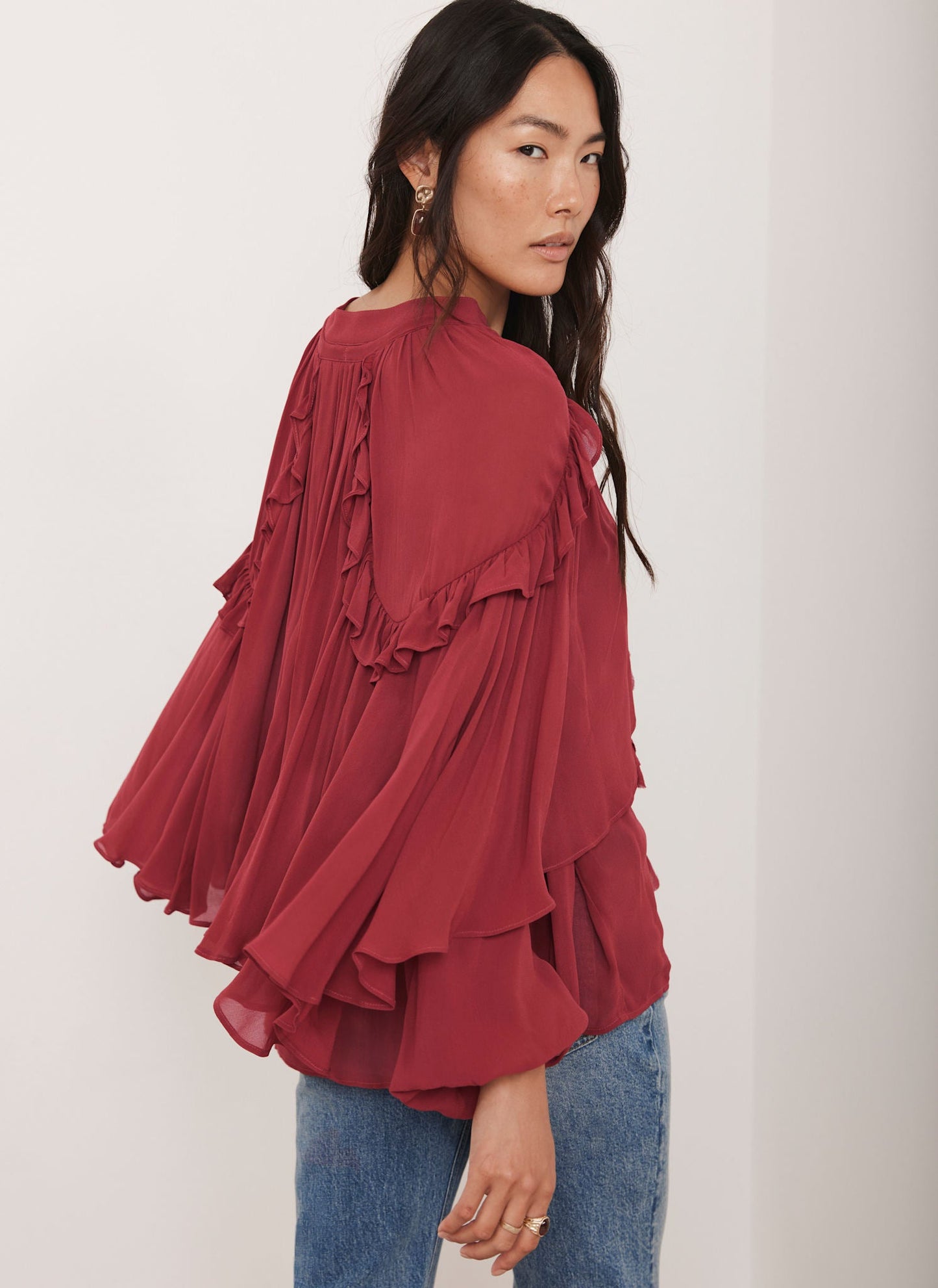Pink Ruffle Layered Blouse