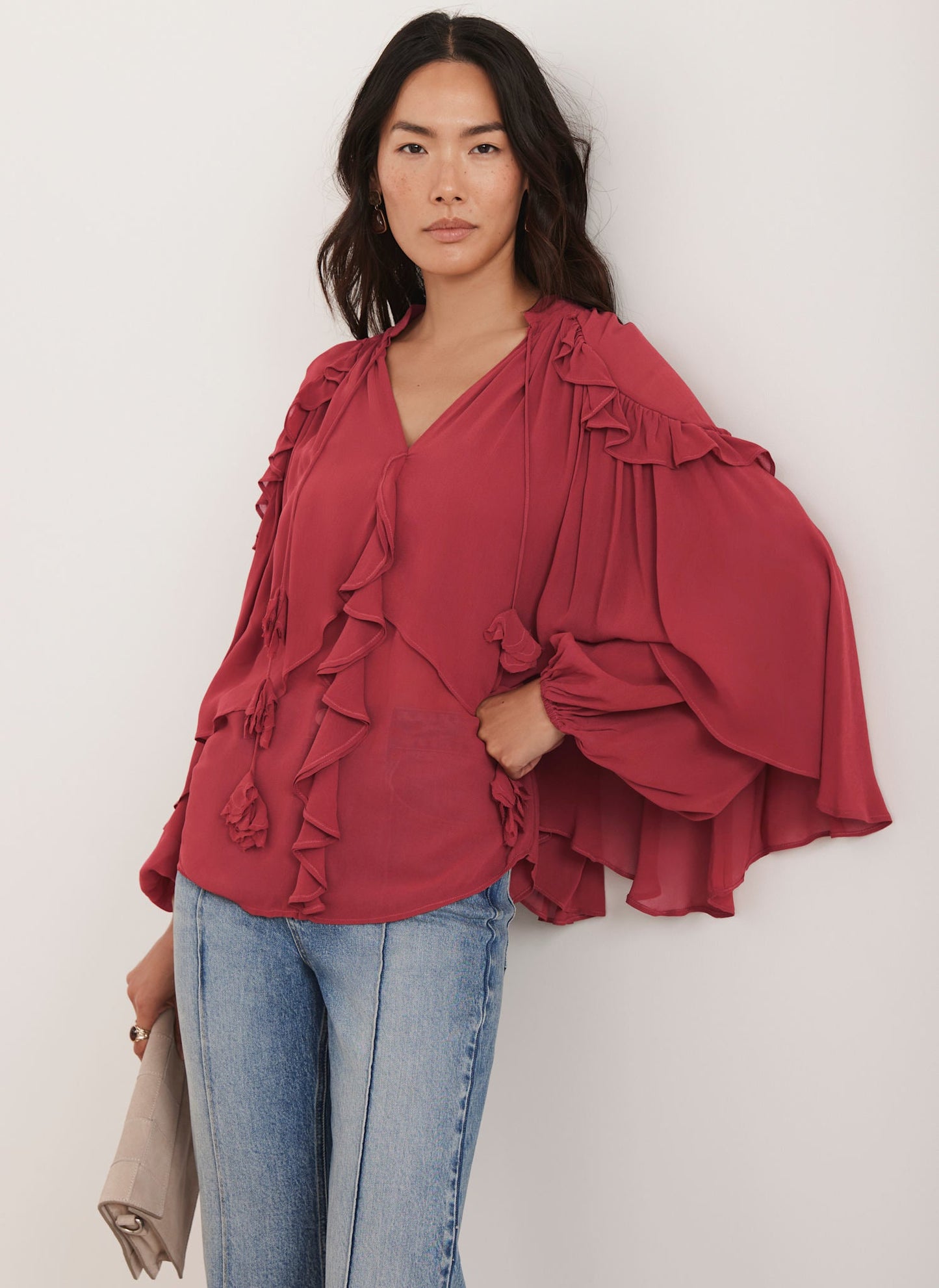 Pink Ruffle Layered Blouse