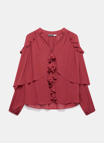 Pink Ruffle Layered Blouse