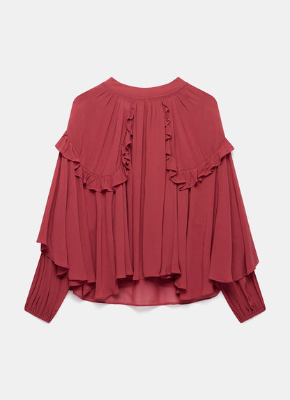 Pink Ruffle Layered Blouse