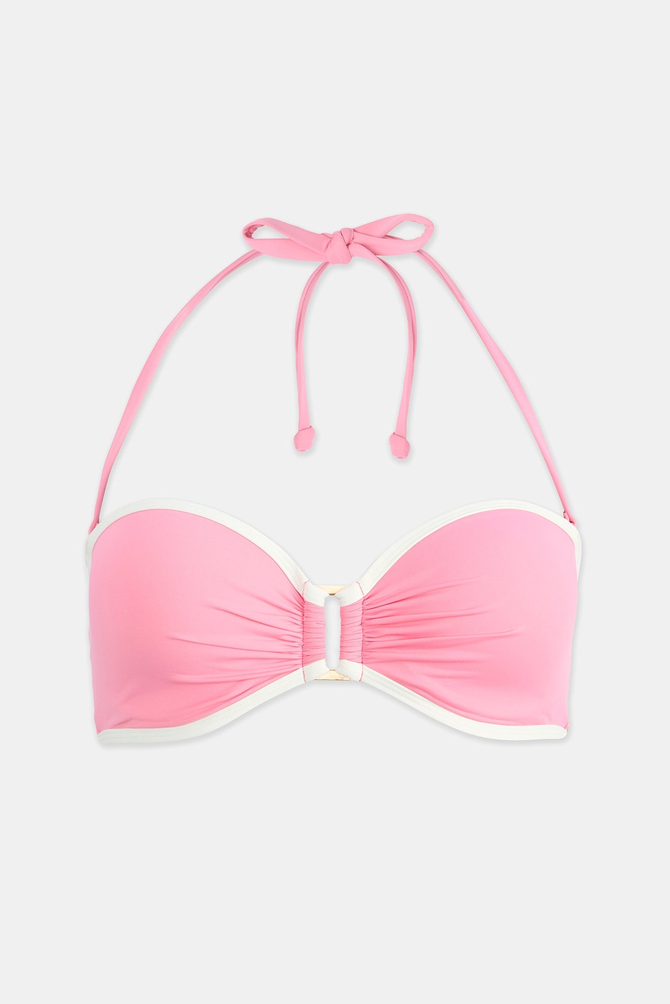 Pink Contrast Trim Bikini Top