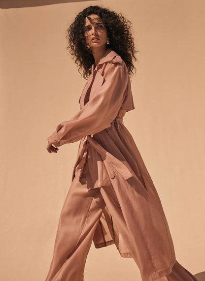Pink Sheer Straight Trousers
