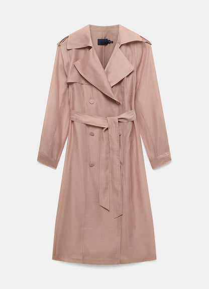 Pink Sheer Organza Trench Coat