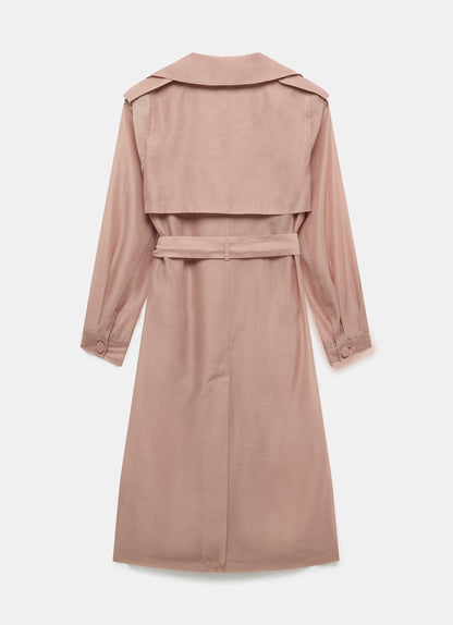 Pink Sheer Organza Trench Coat