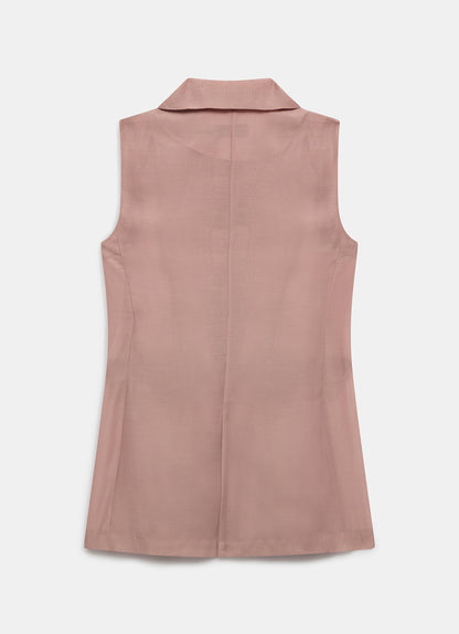 Pink Double Breasted Sheer Waistcoat
