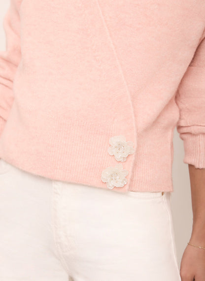 Pink Wrap Detail Knit Cardigan