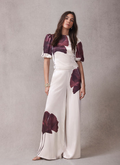 Burgundy Floral Print Top