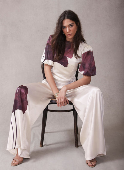 Burgundy Floral Print Top