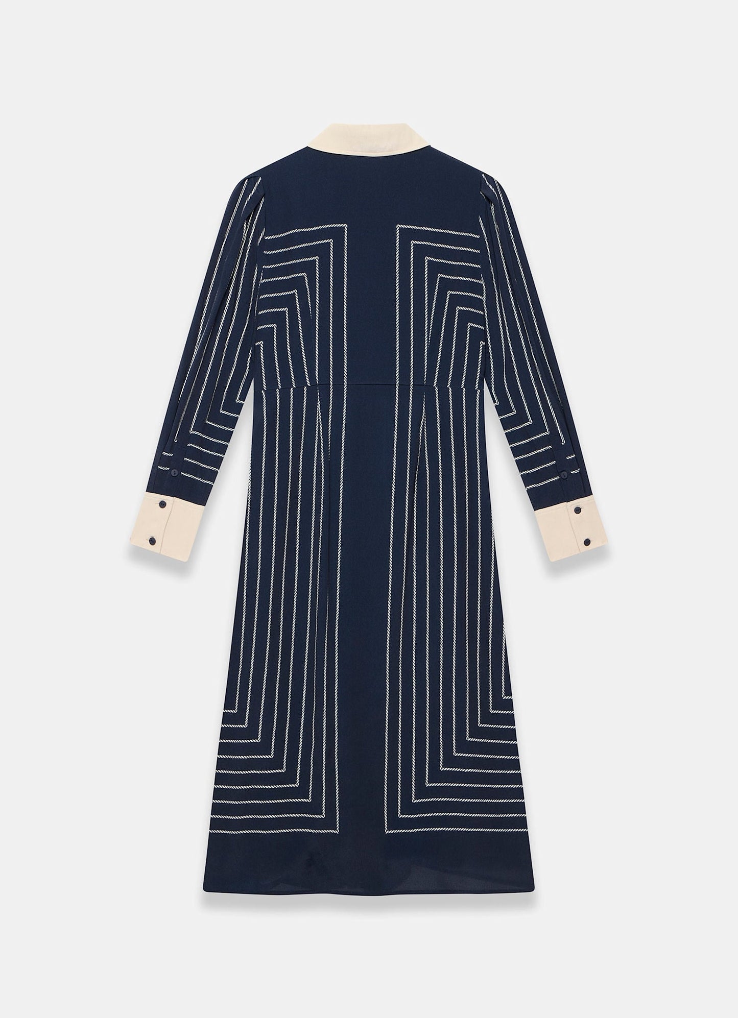 Navy Striped Midi Shirt Dress