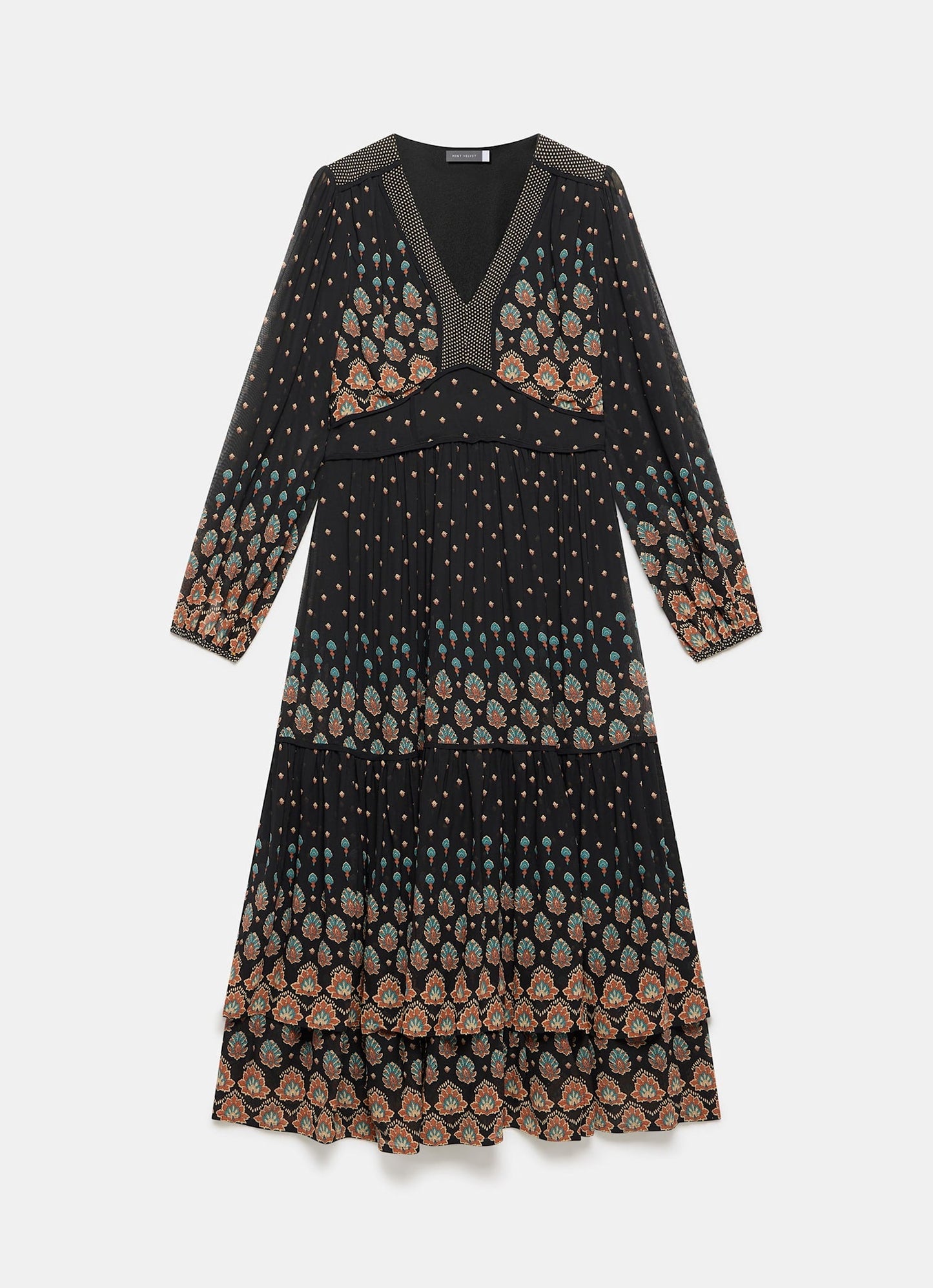 Black Boho Print Maxi Dress