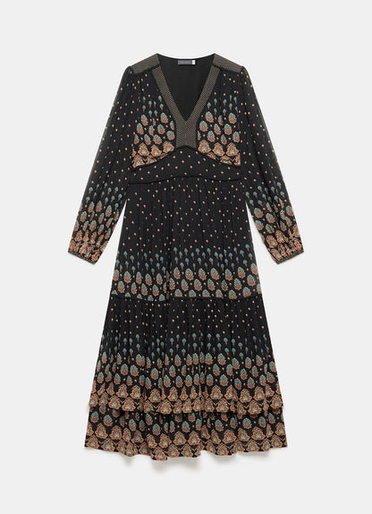 Black Boho Print Maxi Dress