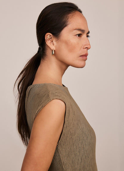 Khaki Jersey Asymmetric Dress