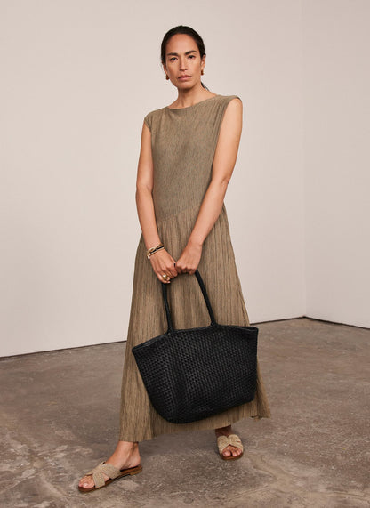 Khaki Jersey Asymmetric Dress