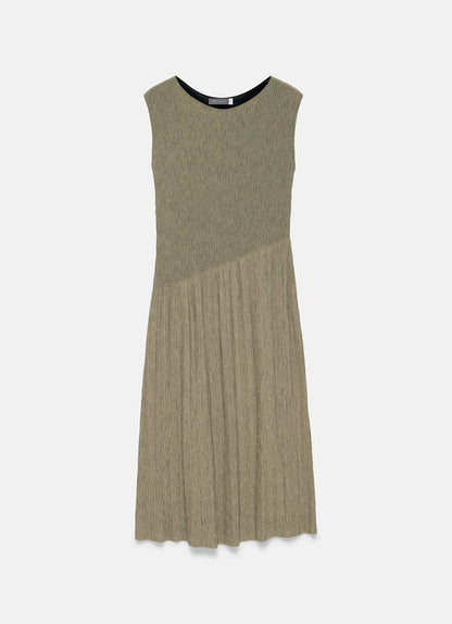 Khaki Jersey Asymmetric Dress