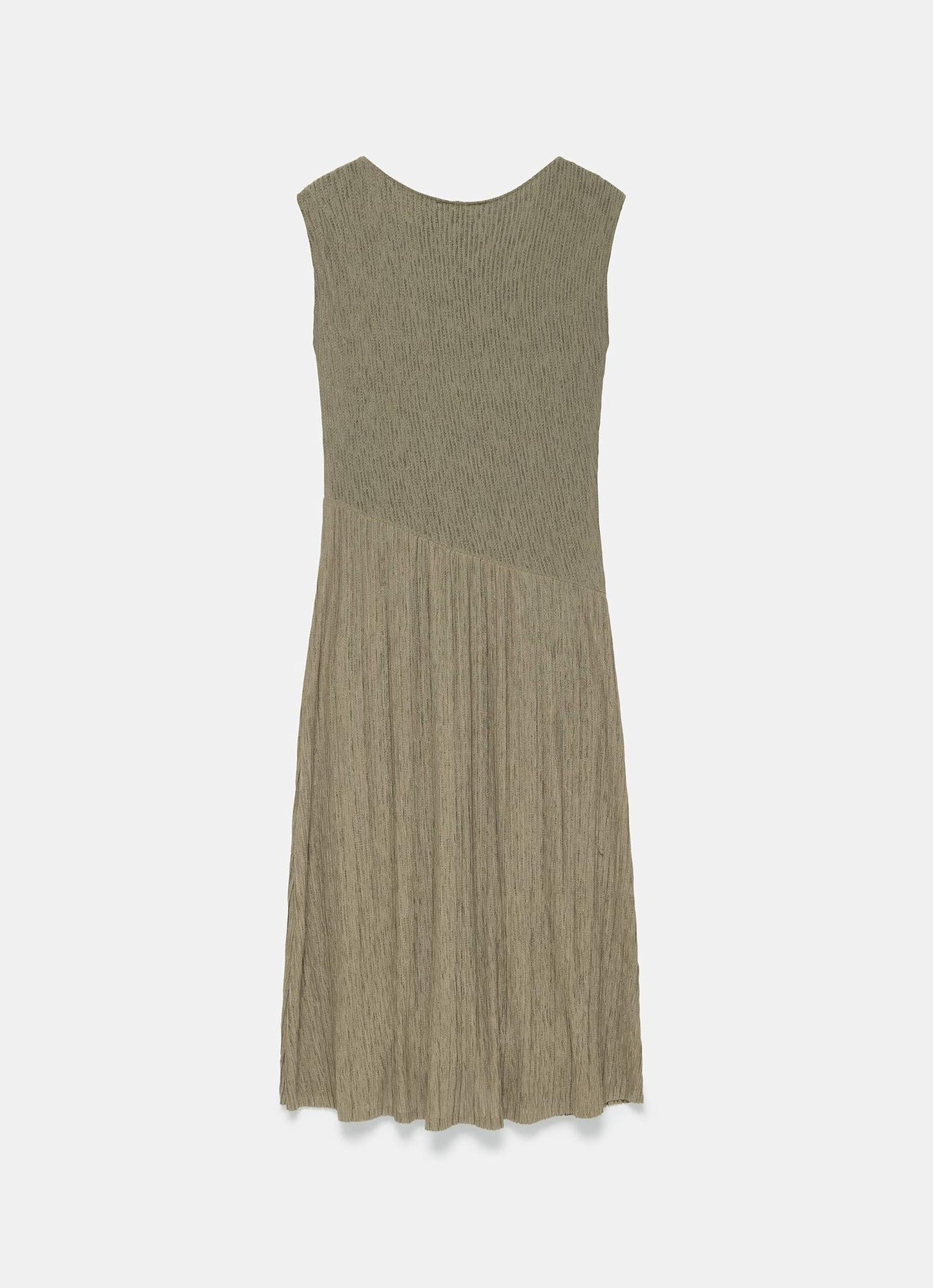 Khaki Jersey Asymmetric Dress