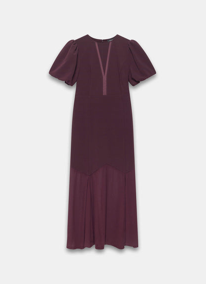 Burgundy Sheer Detail Maxi Dress